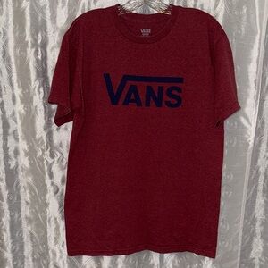 Vans Men's Burgundy T-Shirt with Navy Logo Size Medium 🔥 YB8